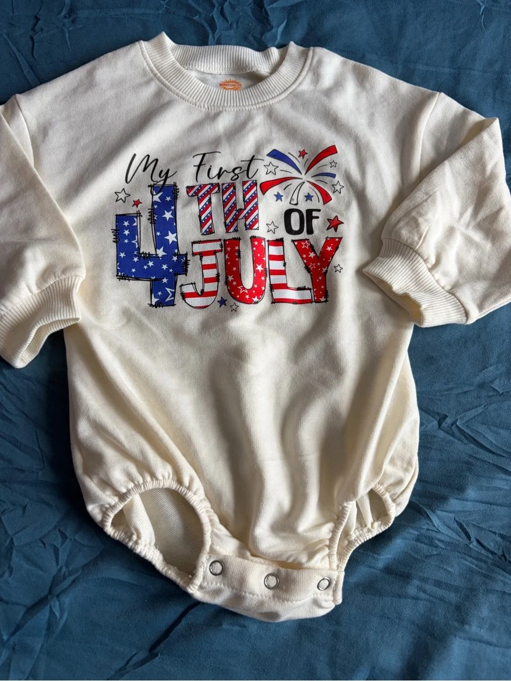 Baby Cream One-Piece Bodysuit - My First 4th of July Graphic